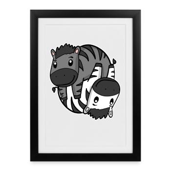 Zebra Yin Yang Symbol - Framed poster (27 × 37 cm) - black - Front