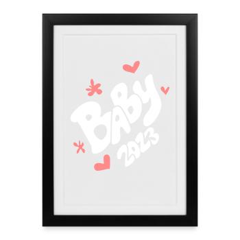 Bébé 2023 - Naissance Enceinte 2023 Grossesse - Affiche encadrée (27 × 37 cm) - noir - Devant