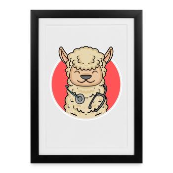 Alpaca Doctor Doctor - Framed poster (27 × 37 cm) - black - Front