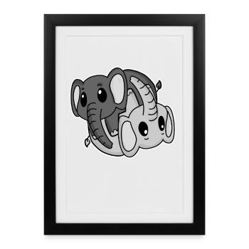 Elephant Yin Yang Symbol - Framed poster (27 × 37 cm) - black - Front