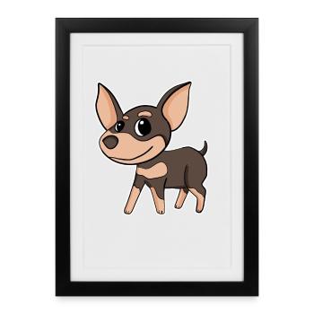 Chihuahua Dog Race Dog Chiens - Affiche encadrée (27 × 37 cm) - noir - Devant
