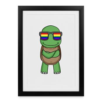 Arc-en-ciel - Tortue à lunettes - Affiche encadrée (27 × 37 cm) - noir - Devant