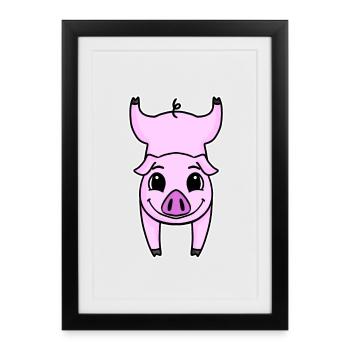 Handstand Pig Gymnastics Headstand Gymnastics - Affiche encadrée (27 × 37 cm) - noir - Devant