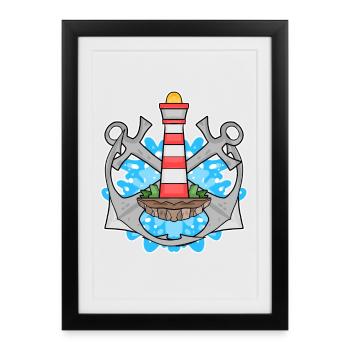 Phare d’ancre Mer du Nord - Affiche encadrée (27 × 37 cm) - noir - Devant