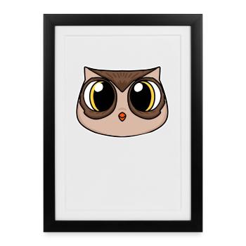 Tête de hibou - Affiche encadrée (27 × 37 cm) - noir - Devant
