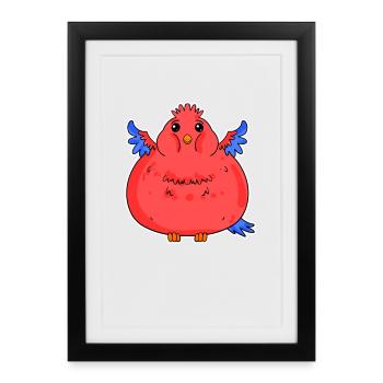 Fat Funny Parrot Dick - Framed poster (27 × 37 cm) - black - Front