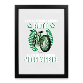 Mountainbike Radsport Fahrrad MTB Downhill Spruch - Gerahmtes Poster (27 × 37 cm) - Schwarz - Vorne