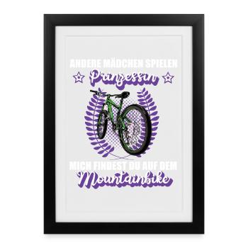 Mountainbike Fahrrad Berg MTB Downhill Radsport - Gerahmtes Poster (27 × 37 cm) - Schwarz - Vorne