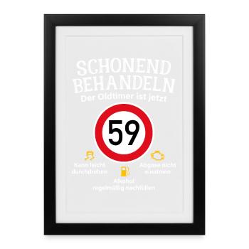 59. Geburtstag Schonend Behandeln Oldtimer Ist 59 - Gerahmtes Poster (27 × 37 cm) - Schwarz - Vorne