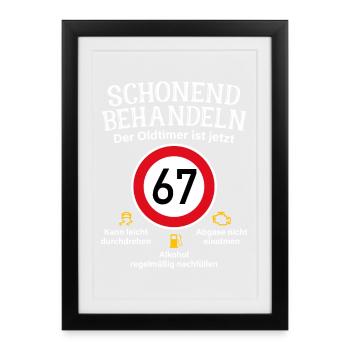 67. Geburtstag Schonend Behandeln Oldtimer Ist 67 - Gerahmtes Poster (27 × 37 cm) - Schwarz - Vorne