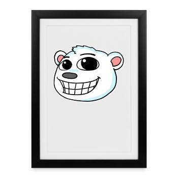 Tête d’ours polaire - Affiche encadrée (27 × 37 cm) - noir - Devant
