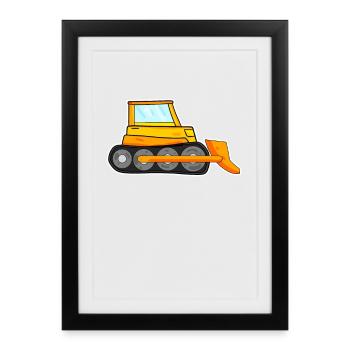 Pelle hydraulique de chantier Pilote de pelle - Affiche encadrée (27 × 37 cm) - noir - Devant