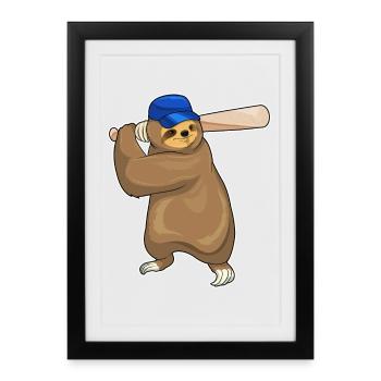 Sloth Baseball Baseball Bats - Framed poster (27 × 37 cm) - black - Front