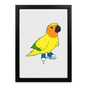 Perroquet patins à glace - Affiche encadrée (27 × 37 cm) - noir - Devant
