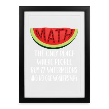 Mathématiques et pastèques amusants - Affiche encadrée (27 × 37 cm) - noir - Devant