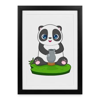 Panda Handwerker Vase Handwerk - Gerahmtes Poster (27 × 37 cm) - Schwarz - Vorne