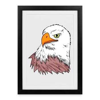 Oiseau aigle - Affiche encadrée (27 × 37 cm) - noir - Devant
