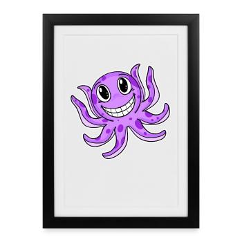 Calmar poulpe - Affiche encadrée (27 × 37 cm) - noir - Devant