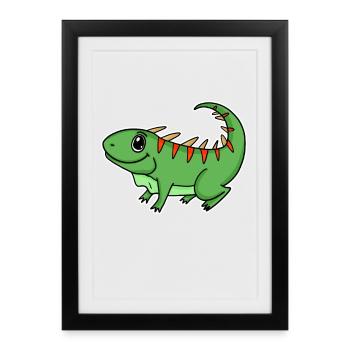 Reptiles verts iguanes - Affiche encadrée (27 × 37 cm) - noir - Devant