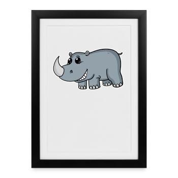 Rhinocéros Rhinocéros - Affiche encadrée (27 × 37 cm) - noir - Devant