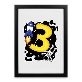 3 Birthday Boy Astronaut - Three Years - Framed poster (27 × 37 cm) - black - Front