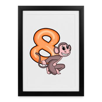 8 Birthday 8 years old with animal motif - eight - Framed poster (27 × 37 cm) - black - Front
