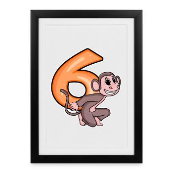 6 Birthday 6 years old with animal motif - six - Framed poster (27 × 37 cm) - black - Front
