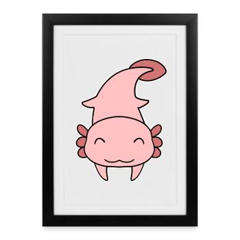 Axolotl motif children - Framed poster (27 × 37 cm) - black - Front