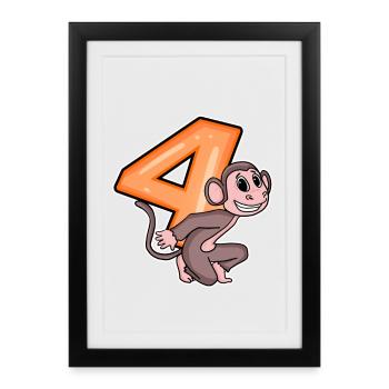 4 birthday 4 years old with animal motif - four - Framed poster (27 × 37 cm) - black - Front