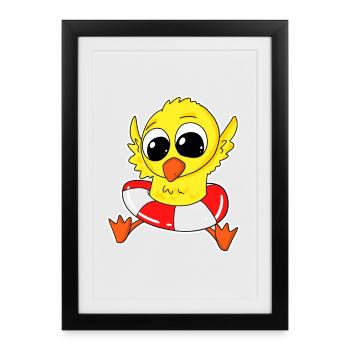 Bain de canard bain de canard bain - Affiche encadrée (27 × 37 cm) - noir - Devant