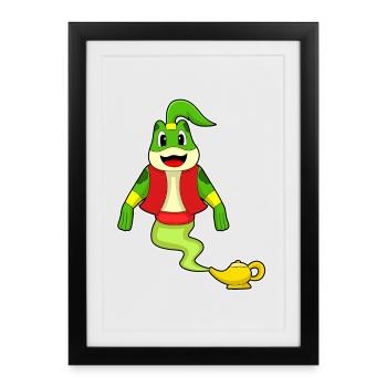 Génie grenouille - Affiche encadrée (27 × 37 cm) - noir - Devant