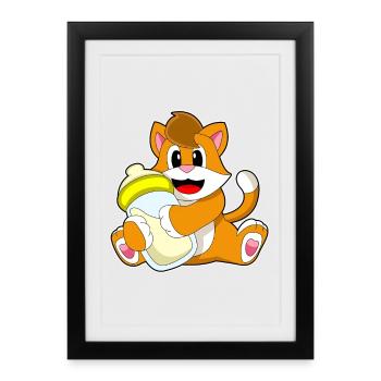 Lait biberon pour chat - Affiche encadrée (27 × 37 cm) - noir - Devant