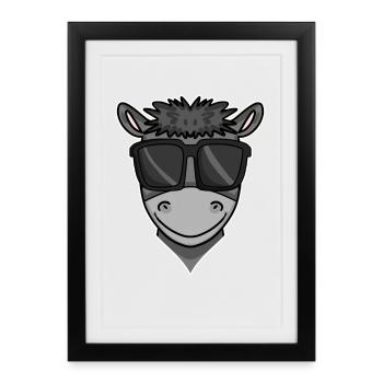 Cool donkey with sunglasses - Framed poster (27 × 37 cm) - black - Front