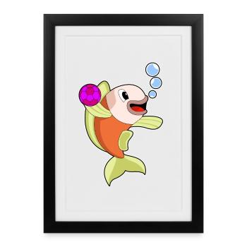 Poisson Handballeur Handball - Affiche encadrée (27 × 37 cm) - noir - Devant