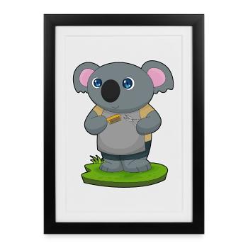 Koala Coiffeur Ciseaux Peigne - Affiche encadrée (27 × 37 cm) - noir - Devant