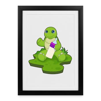 Lait de bébé Turtle - Affiche encadrée (27 × 37 cm) - noir - Devant