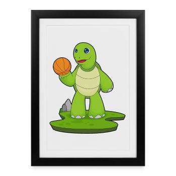 Turtle Basketball Player Basketball - Affiche encadrée (27 × 37 cm) - noir - Devant