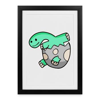 Bébé Dino - Affiche encadrée (27 × 37 cm) - noir - Devant