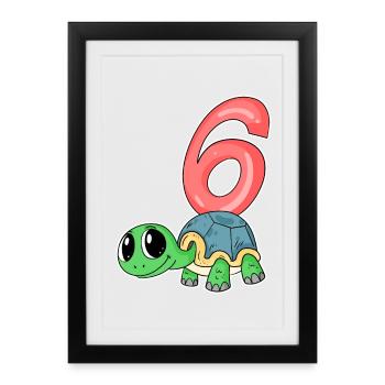 6 Birthday 6 years old with animal motif - six - Framed poster (27 × 37 cm) - black - Front
