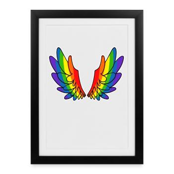 Rainbow Angel Angel Wing Wings - Framed poster (27 × 37 cm) - black - Front