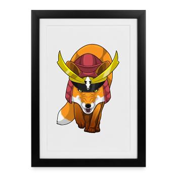 Arts martiaux Fox Samurai - Affiche encadrée (27 × 37 cm) - noir - Devant