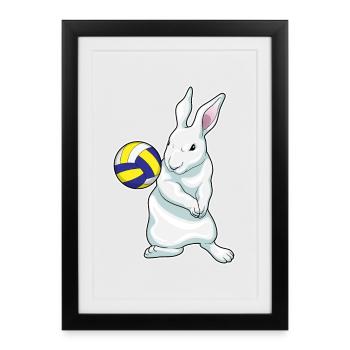 Bunny Volleyball Player Volleyball - Framed poster (27 × 37 cm) - black - Front