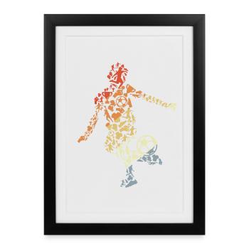 Fußballspieler Skizze - Gerahmtes Poster (27 × 37 cm) - Schwarz - Vorne