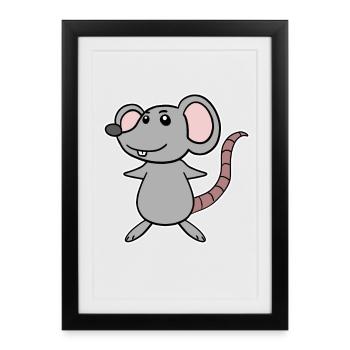 Dessin animé de souris - Affiche encadrée (27 × 37 cm) - noir - Devant