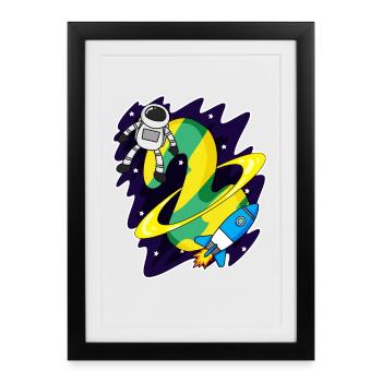 2 Birthday Boy Astronaut - two years - Framed poster (27 × 37 cm) - black - Front