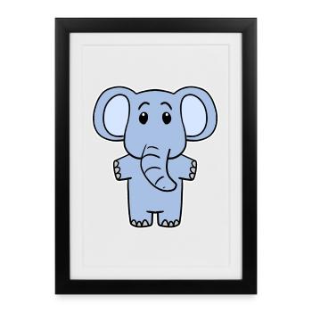 Niedlicher Kleiner Elefant - Gerahmtes Poster (27 × 37 cm) - Schwarz - Vorne