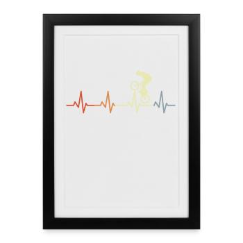 BMX Heartbeat Vintage - Affiche encadrée (27 × 37 cm) - noir - Devant