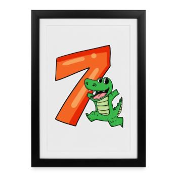 7 ans 7 ans avec motif animal - sept - Affiche encadrée (27 × 37 cm) - noir - Devant