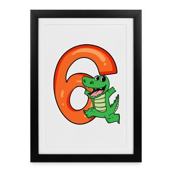 6 Birthday 6 years old with animal motif - six - Framed poster (27 × 37 cm) - black - Front