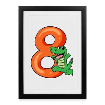 8 Birthday 8 years old with animal motif - eight - Framed poster (27 × 37 cm) - black - Front